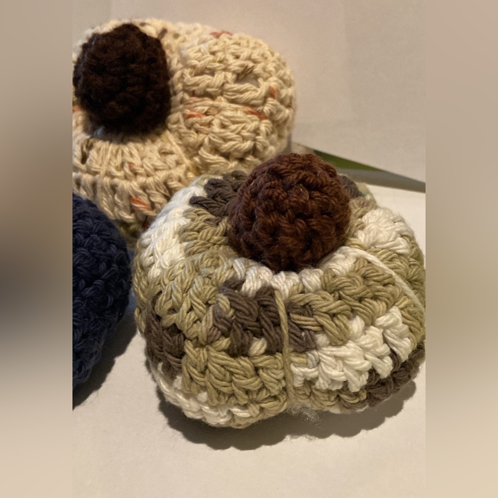 Sale! Crocheted set of three pumpkins, fall colors